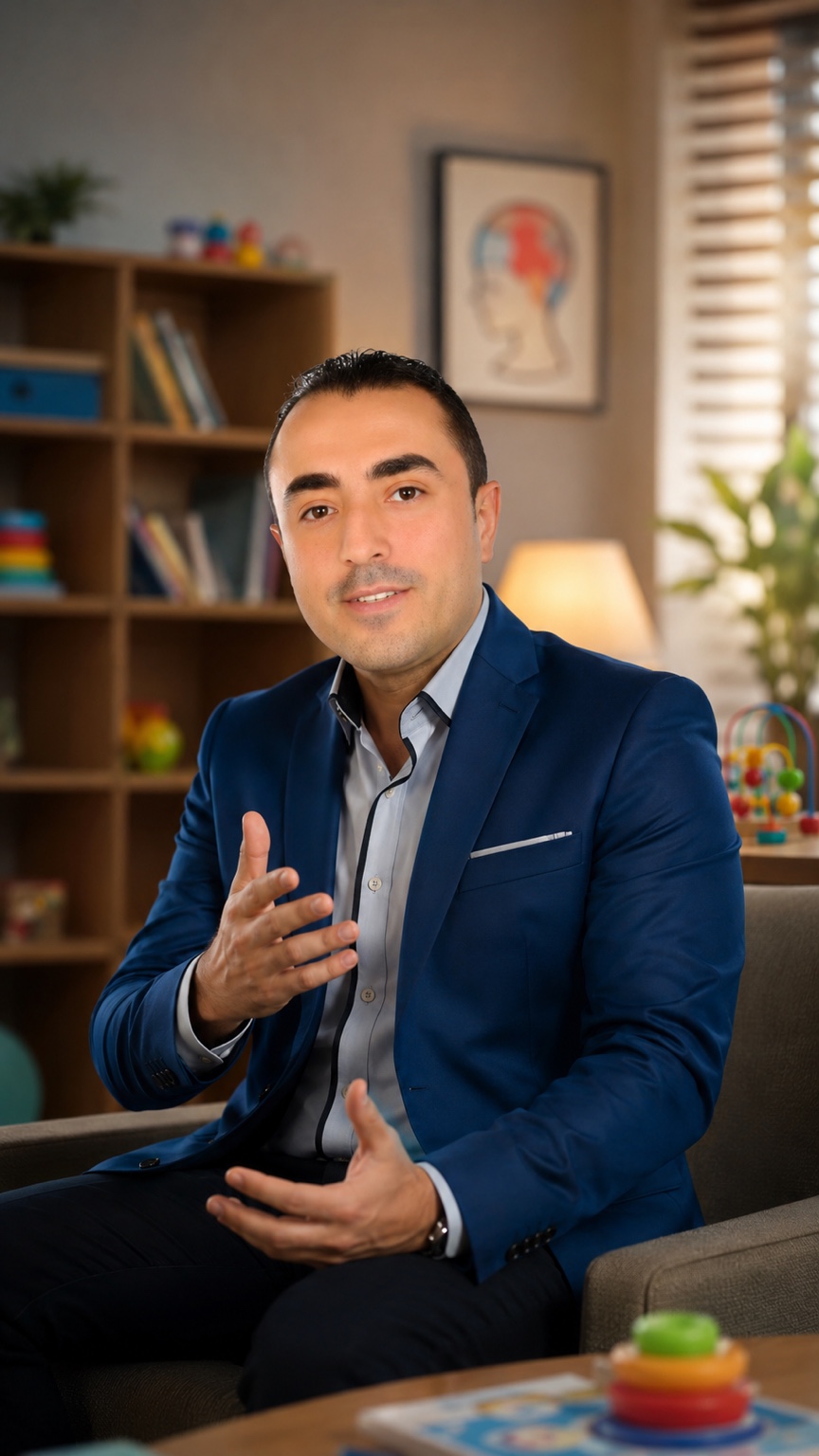 الدكتور زيد غرايبة - أخصائي النطق واللغة أثناء شرح خطة العمل